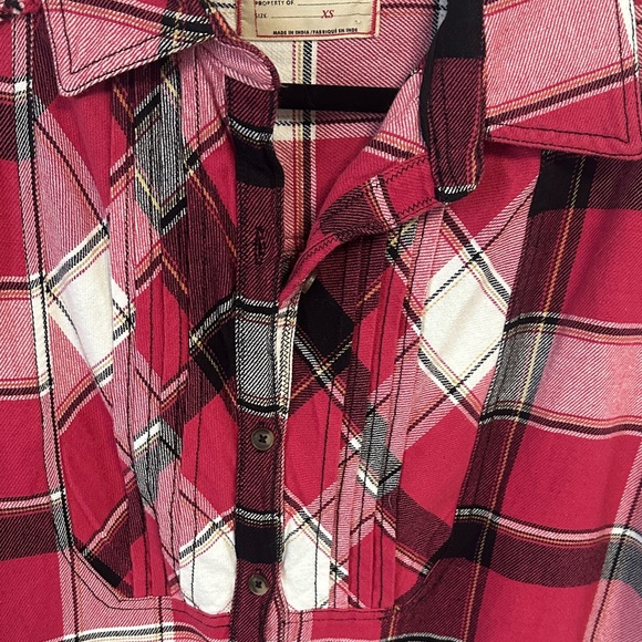 We The Free Burgundy and White Plaid Shirt - Picture 2 of 4